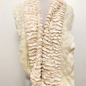 Anthropologie Faux Fur & Knit Infinity Scarf